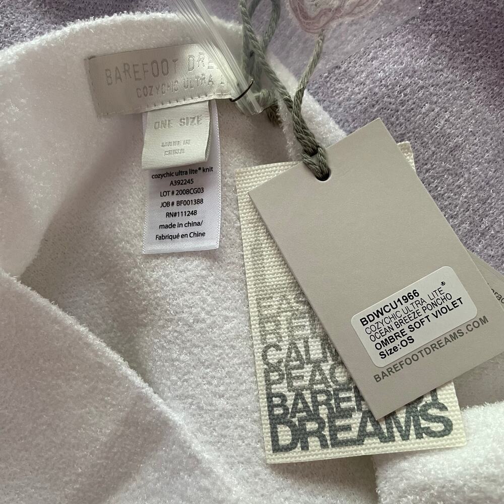 Barefoot Dreams Ocean Breeze Poncho Cozychic Ultra Lite Ombre Soft Violet - Picture 8 of 10